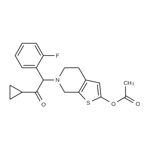 Structure of 6-(2-Cyclopropyl-1-(2-fluorophenyl)-2-oxoethyl)-4,5,6,7-tetrahydrothieno[2,3-c]pyridin-2-yl Acetate